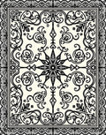 Cream Black Scrollwork Elaborate Star Rug