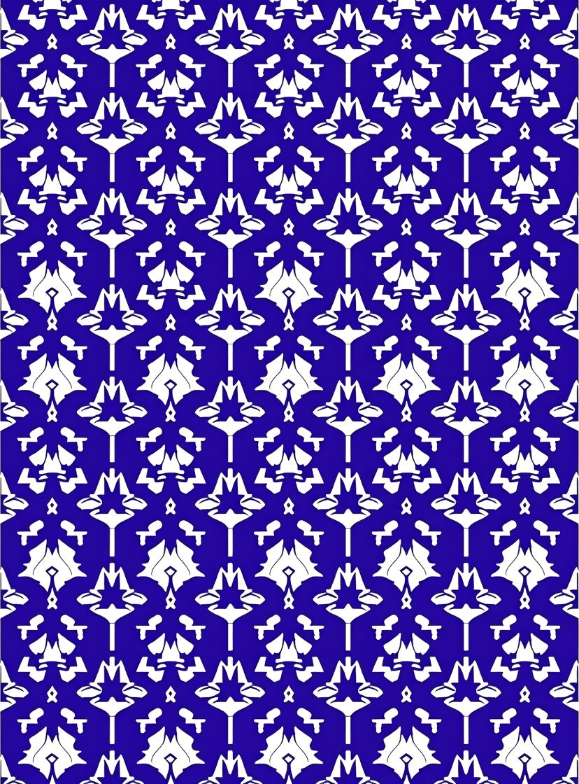 Rich Royal Blue White Symmetry Rug