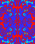 Bold Red Swirl Blue Abstract Rug