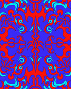 Bold Red Swirl Blue Abstract Rug