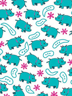 Turquoise Hippo And Pink Floral Rug