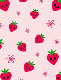 Cute Pink Strawberry Flower Pattern Rug
