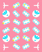 Cute Pink Airplane Cloud Motif Rug