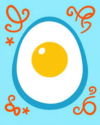 Whimsical Sunny Egg Bright Border Rug