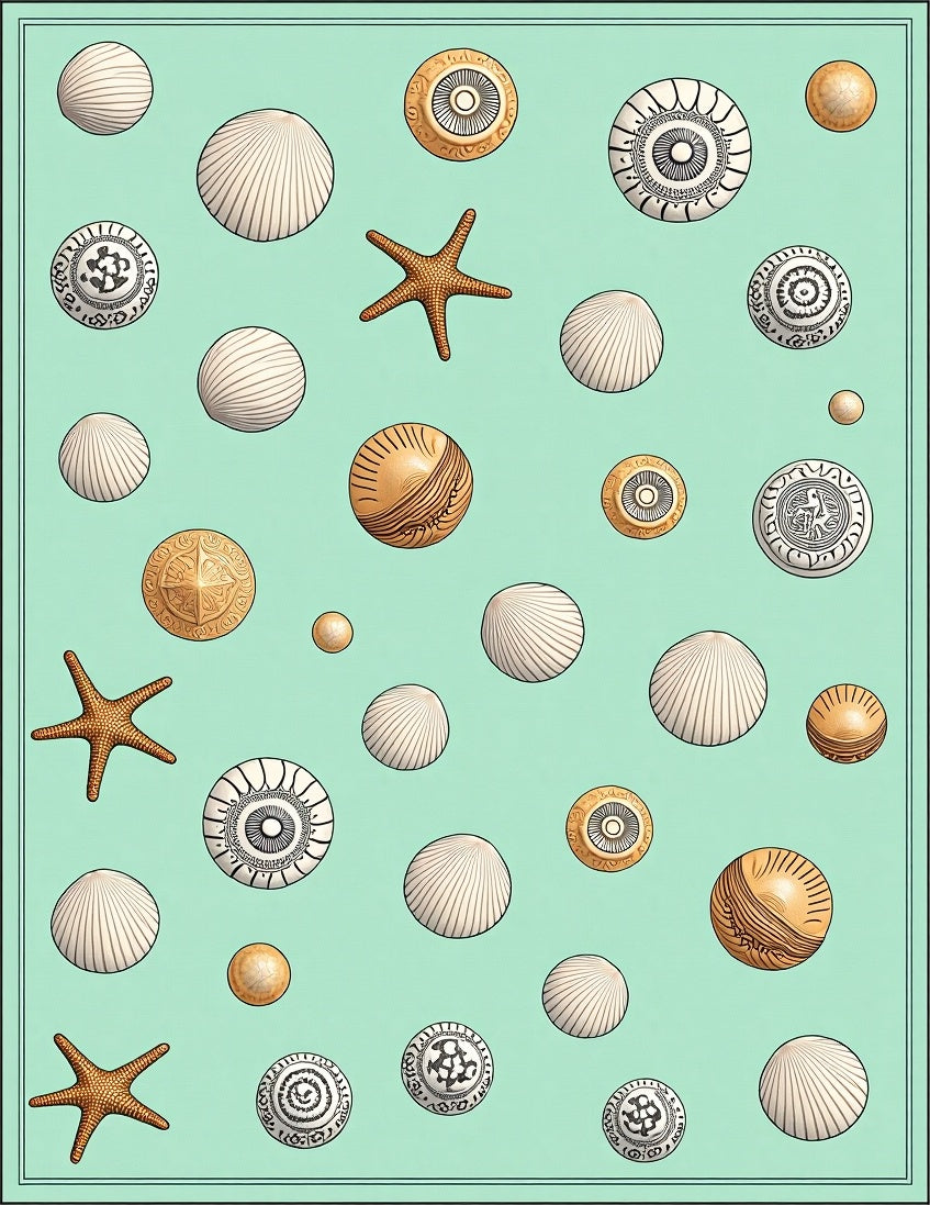Seaside Treasures Nautilus Shell Starfish Medallion Rug