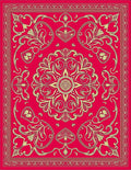 Crimson Gold Medallion Floral Border Rug