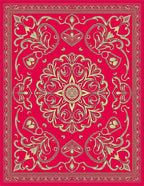 Crimson Gold Medallion Floral Border Rug