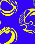 Vivid Blue Yellow Abstract Swirls Rug