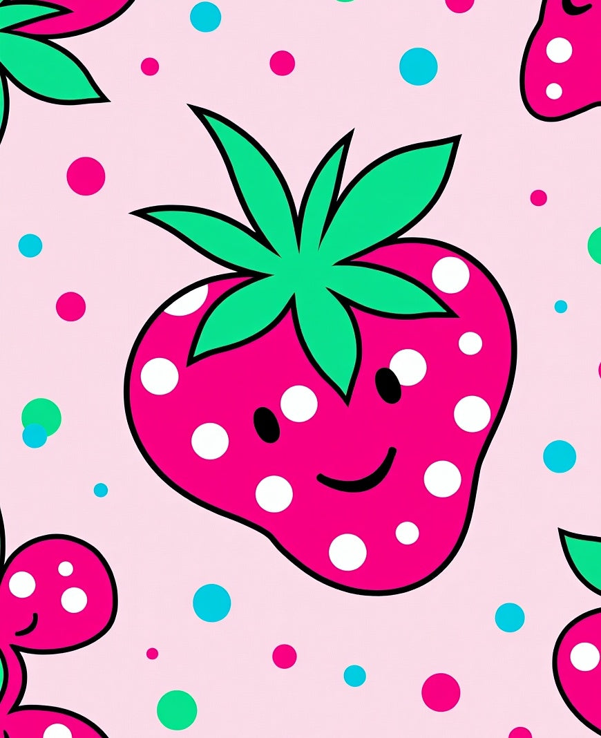 Happy Strawberry Polka Dot Sprinkle Rug