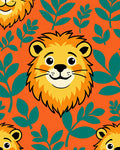 Orange Lion Jungle Foliage Rug