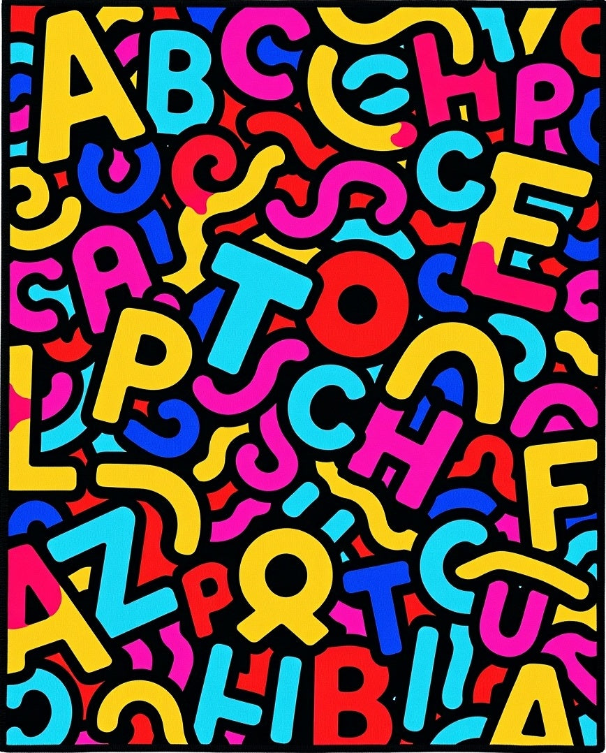 Vibrant Alphabet Collage Fun Rug