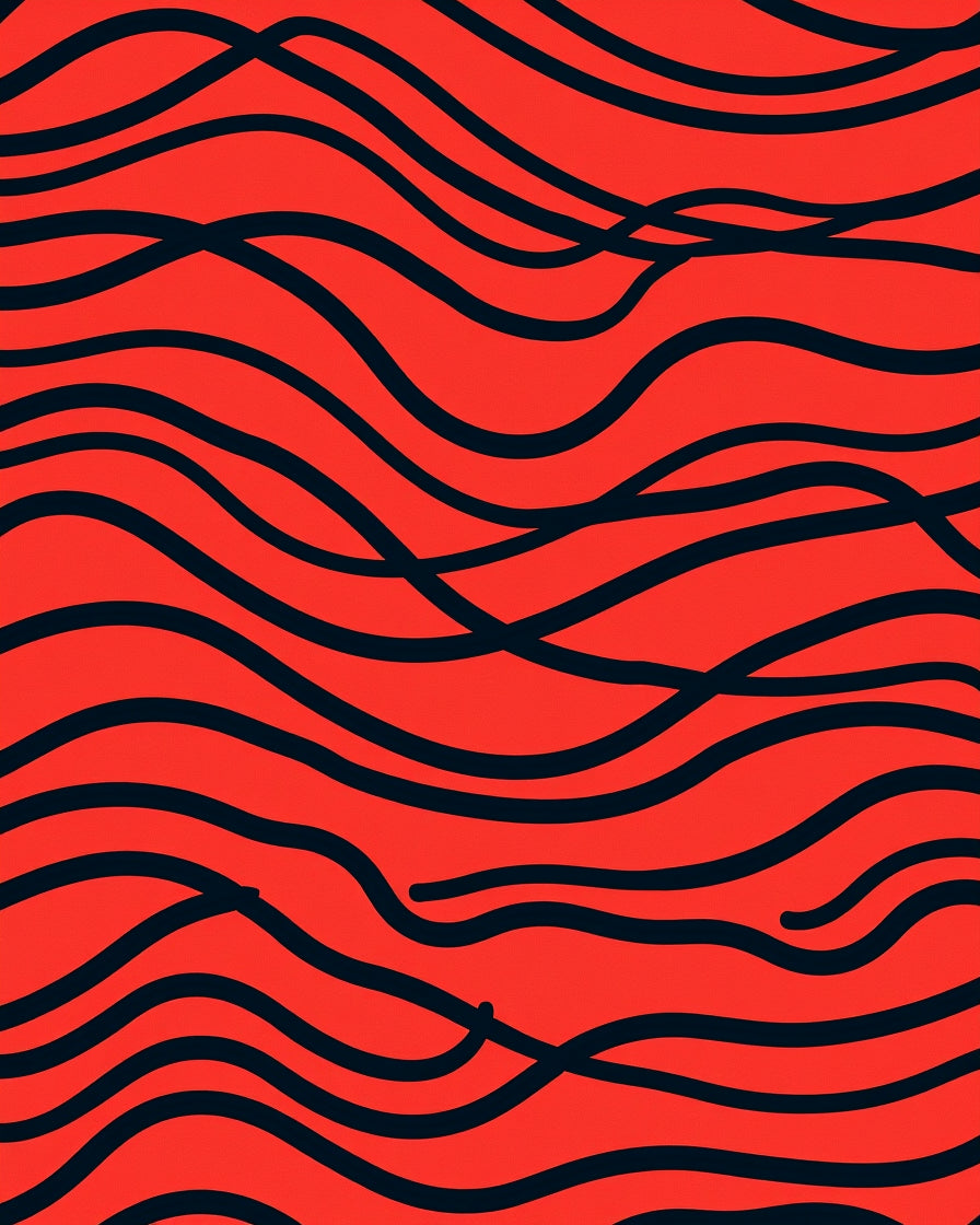 Crimson Wavy Stripe Rug