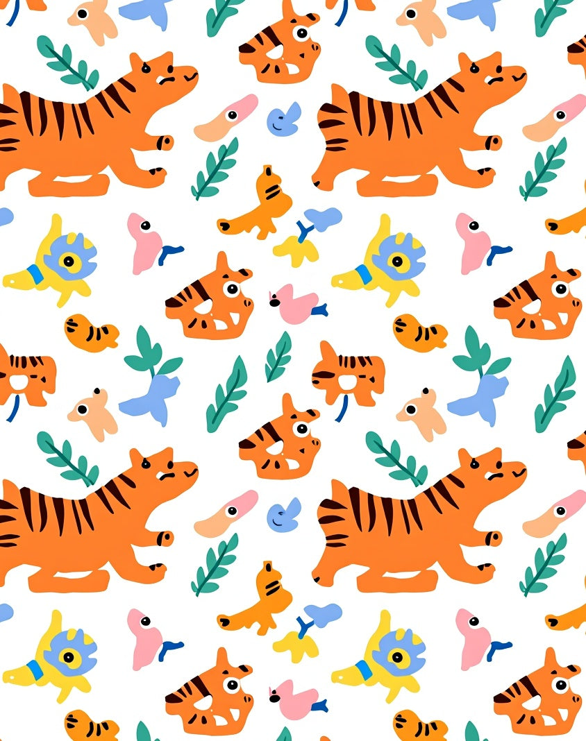 Whimsical Orange Tiger Jungle Friends Rug
