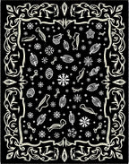 Abstract Black Ivory Whimsical Scatter Rug