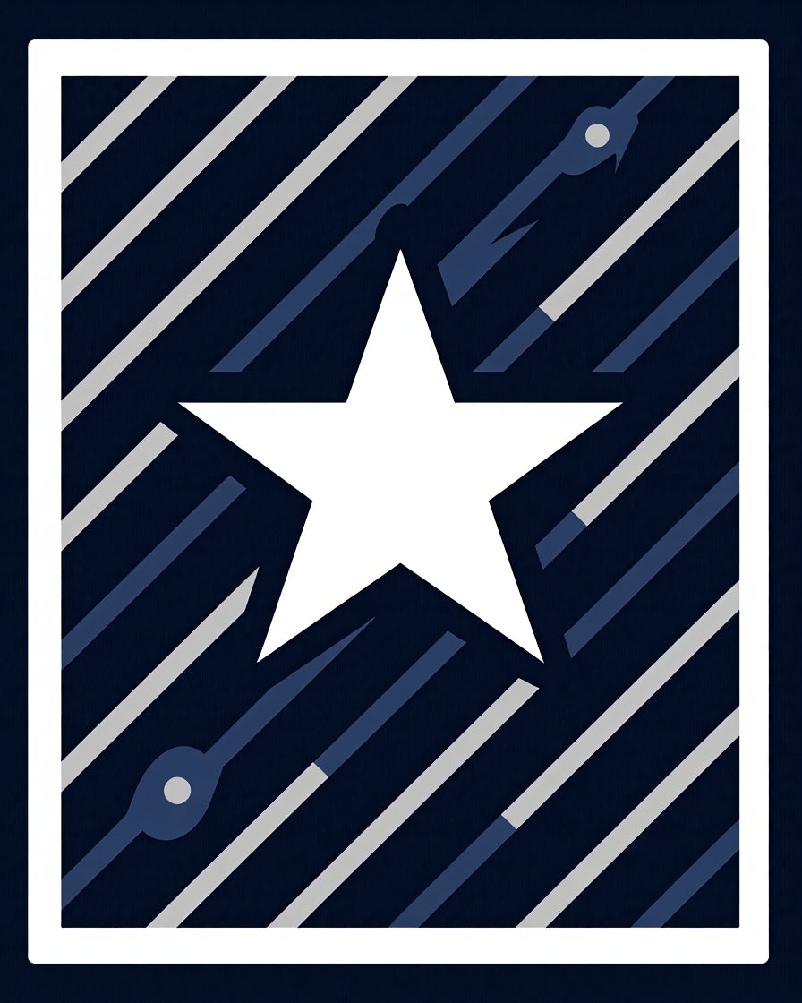 Classic White Star Navy Stripe Rug