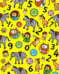 Playful Animals and Numbers Yellow Rug
