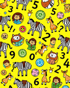 Playful Animals and Numbers Yellow Rug