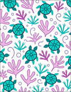 Whimsical Teal Turtle Coral Garden Rug