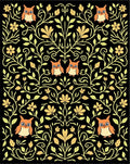 Whimsical Orange Owl Floral Swirls Rug