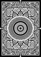 Monochromatic Radial Geometric Folk Art Rug