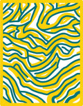 Dynamic Yellow Teal Abstract Swirl Rug