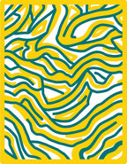 Dynamic Yellow Teal Abstract Swirl Rug