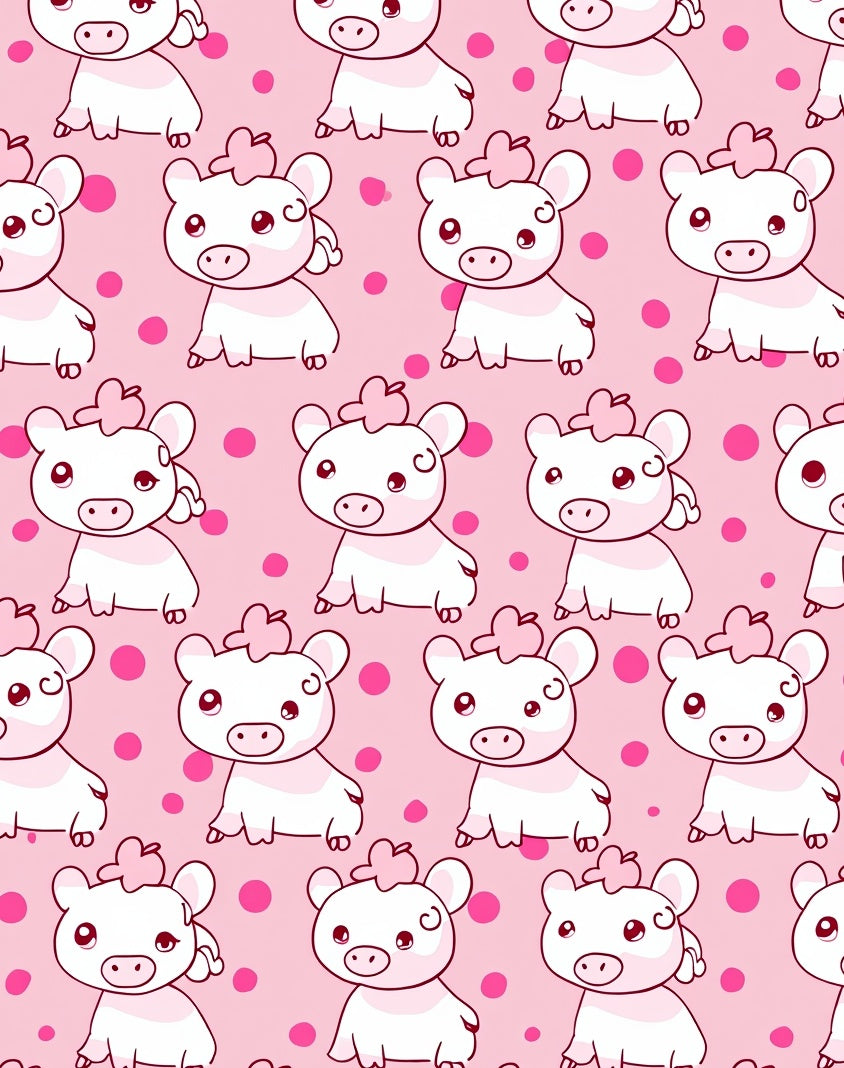Cute Piggy Pink Polka Dot Meadow Rug