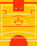 Retro Orange Geometric Basketball Court Rug