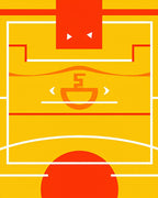 Retro Orange Geometric Basketball Court Rug