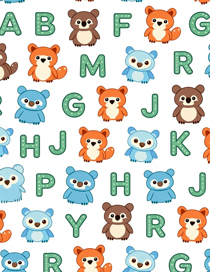 Cute Alphabet Animals Children's Rug