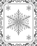 Silver Snowflake Ornate Border Rug