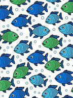 Playful Blue Green Fish Bubbles Rug