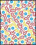 Whimsical Red Yellow Blue Abstract Shapes Rug