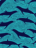 Navy Blue Turquoise Dolphin Waves Rug
