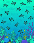 Oceanic Turtle Coral Reef Scene Rug