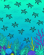 Oceanic Turtle Coral Reef Scene Rug