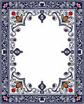 Ornate Blue Red Floral Border Rug