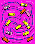 Retro Pop Art Rectangles Pink Background Rug