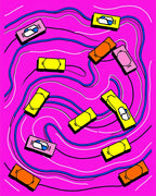 Retro Pop Art Rectangles Pink Background Rug