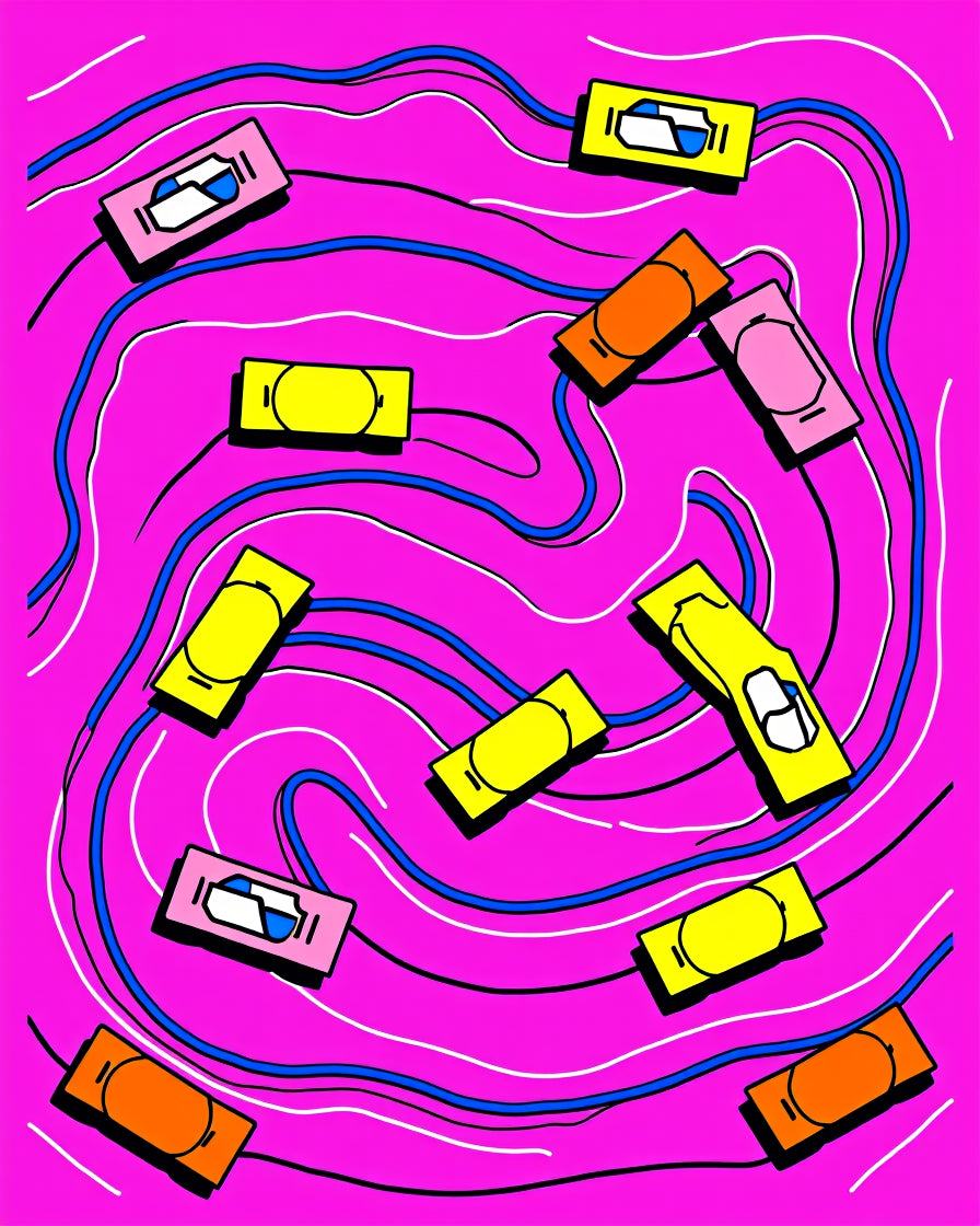 Retro Pop Art Rectangles Pink Background Rug