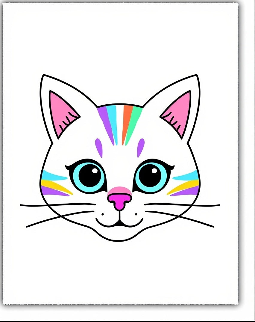 Rainbow Cat Face Portrait Rug