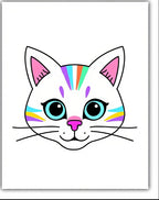 Rainbow Cat Face Portrait Rug