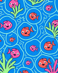 Cute Coral Pink Fish Blue Water Rug