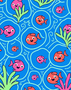 Cute Coral Pink Fish Blue Water Rug