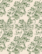Whimsical Green Elephant Jungle Sketch Rug