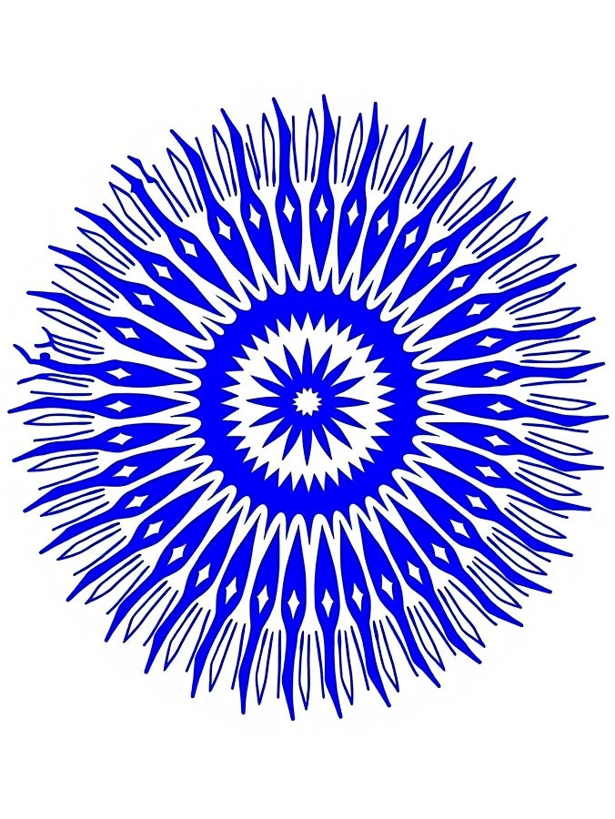 Vibrant Blue Sunburst Mandala Rug