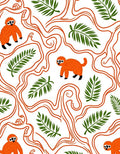 Orange Monkey Foliage Whimsical Jungle Rug