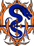 Blue Dragon Orange Flame Emblem Rug