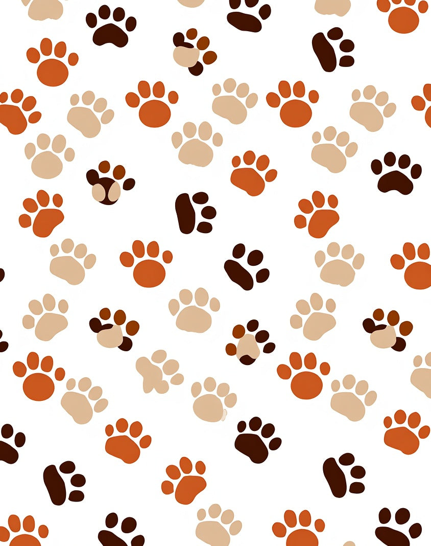 Warm Tones Paw Prints All Over Rug