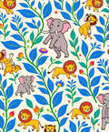 Whimsical Jungle Animals Blue Foliage Rug